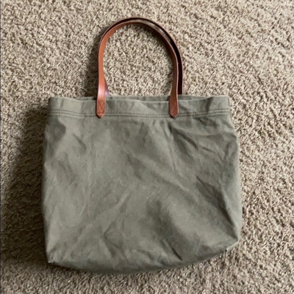 Madewell Olive Green Tote with Brown Handles